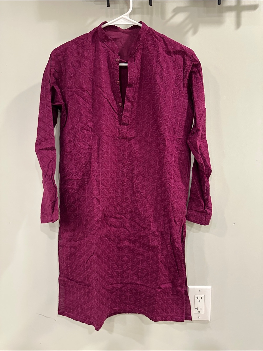 Boys Mini Minors size 10 Long Sleeve Kurta Shirt - Magenta